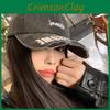 Black Chic Wide Brim Baseball Cap For Women With Distressed Versatile Style