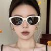 Personalized White Frame Cat Eye Black And White Sunglasses Women'S Summer Small Frame Cool Trendy Retro Sunscreen Glasses Sunglasses