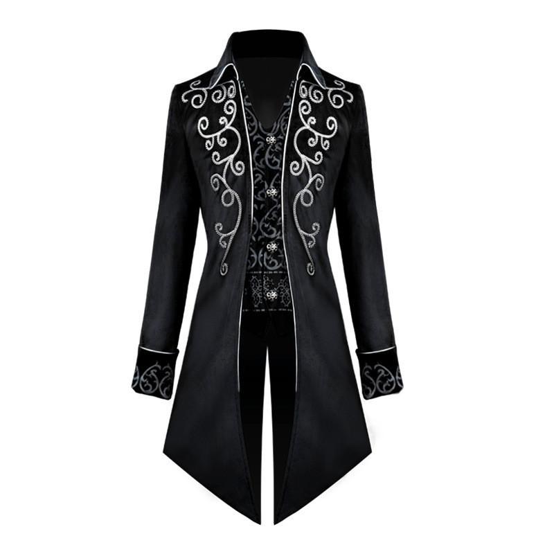 Fantasy European Mens Middle Ages Style Tailsuit With Embroidered Polyester For Stage Performances