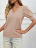 Women's Puff Sleeve Knit Top Short Sleeve Casual Spring Summer Pullover Blouse