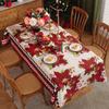 Festive Holiday Tablecloth Waterproof Polyester Embossed Rectangle Christmas Party Dining Cover with Lace