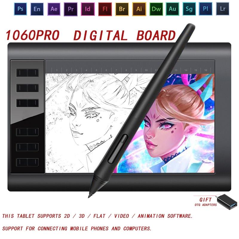 Модный новый цифровой планшет 1060 PRO, модный офисный компьютер, доска для рисования, можно подключить к мобильному телефону/компьютеру