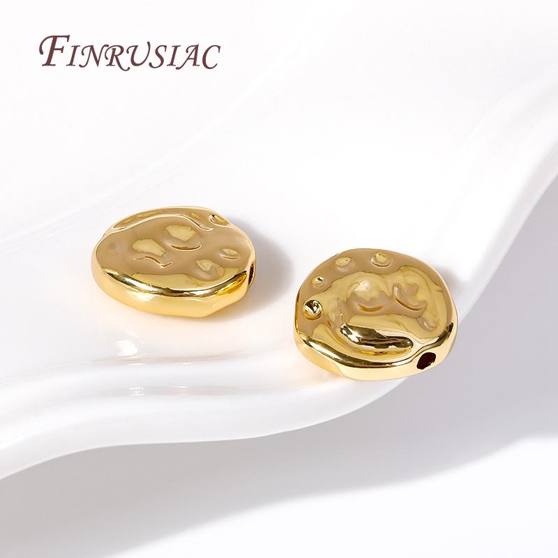 13X4.5MM Позолоченные 18K Неправильные Бусины-Разделители Латунный Металл Круглые Бусины-Разделители Для DIY Нанизывания Аксессуары для Бижутерии Фурнитура