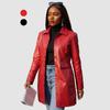Autumn Winter Polo-neck Solid PU Leather Single Breasted Coat Women All-match Cardigan Jacket Top Outwear