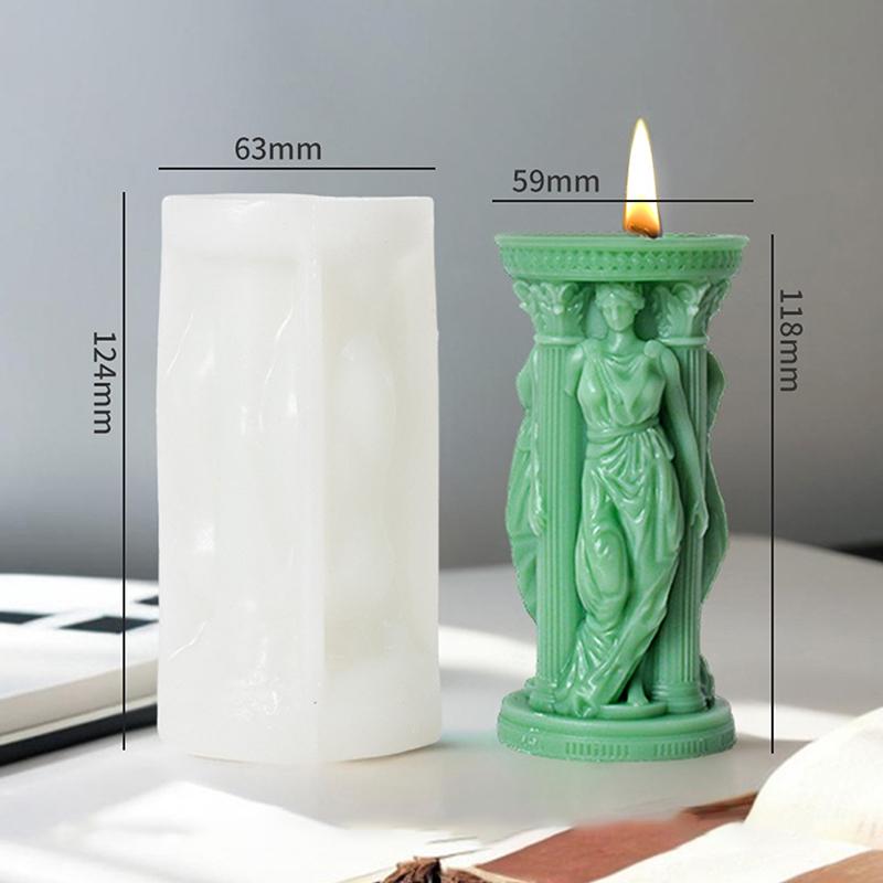 Силиконовая форма для свечей «Греческая богиня Афина», форма для свечей «Римская колонна», форма для изготовления гипса для ароматерапии своими руками