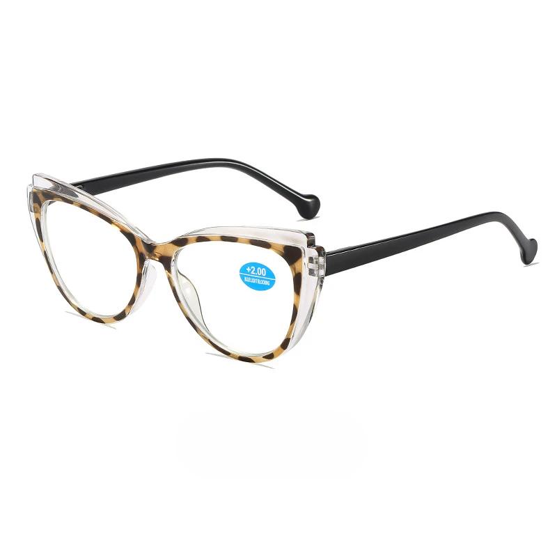 New Fashionable Cat Eye Women'S Reading Glasses High Quality Light Luxury Style Neutral Anti Blue Light Presbyopia Glasses
