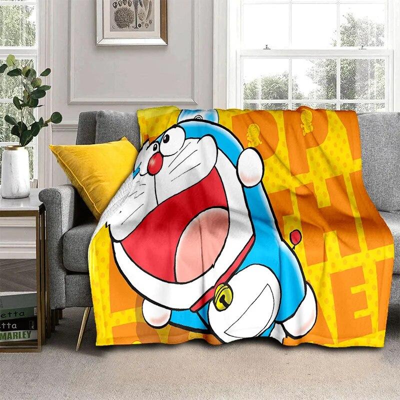 3D Printing D-Doraemon Anime Cartoon Blanket,Soft Throw Blanket for Home Bedroom Bed Sofa Picnic Travel Office Cover Blanket Kid