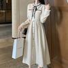 Navava Women Lovely Romantic Ribbon Neck Long Sleeve Dress No877