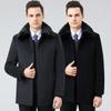 Lapel Men's Middle-aged and Elderly Knee-length Extended Wool Woolen Coat Removable Down Jacket Lining Real Fur Collar Coat