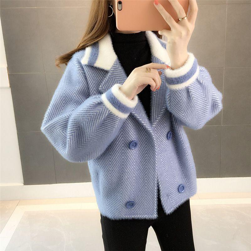 Новое осеннее бархатное пальто из искусственной норки, женское короткое сетчатое красное супер огненное пальто, маленький кардиган, женский толстый свободный