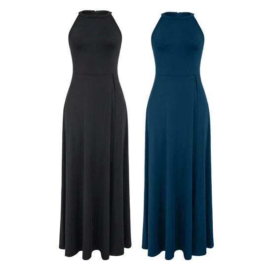 Женское летнее платье макси с высоким разрезом, халтер, без рукавов, длинное платье, сексуальное, для вечерней вечеринки, для гостьи на свадьбе, формальное платье