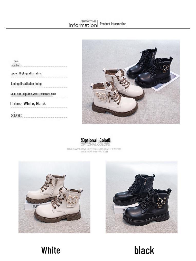 Осень/Зима 2025 Девичьи кожаные ботинки в британском стиле, нескользящие, типа Dr. Martens, для детей - Дизайн "Принцесса"