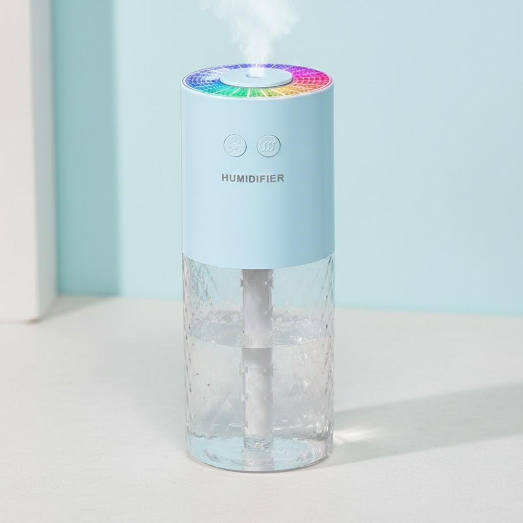 Portable Car Air Humidifier Aroma Crystal Projection Lamp Essential Oil Diffuser Home Use Vehicle Air Freshener