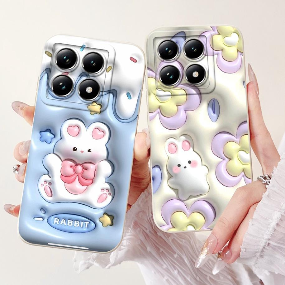 For Xiaomi 14T Pro Case For Xiaomi 14T Phone Case Cute Panda Rabbit Luxury TPU Protective Skin Cover For Xiaomi Mi 14T Pro Coque