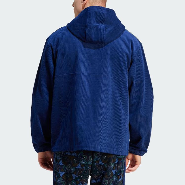 adidas Спортивная куртка Originals Cordoy Hoodie Color Block, мужская куртка темно-синего цвета IS9571