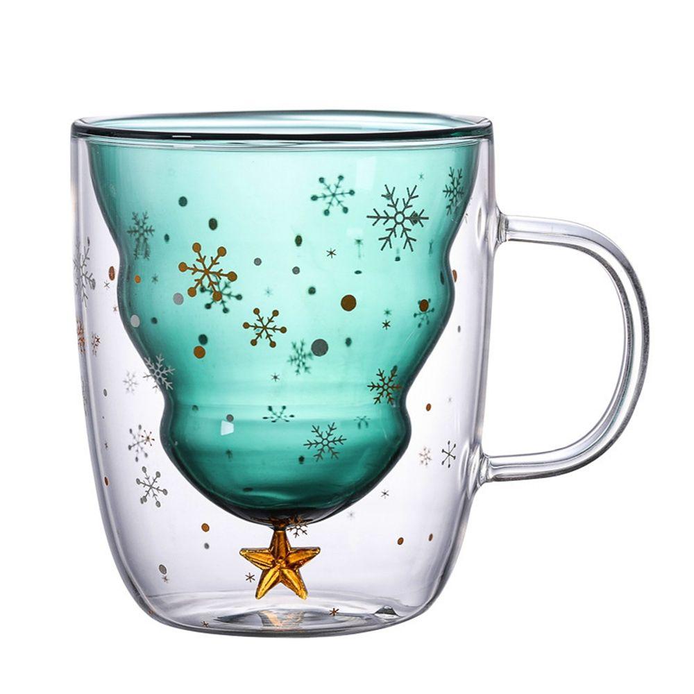 Tree Christmas Ornaments Starry Sky Double Layered Milk Cup Glass Mug Glass Cup Christmas Gifts
