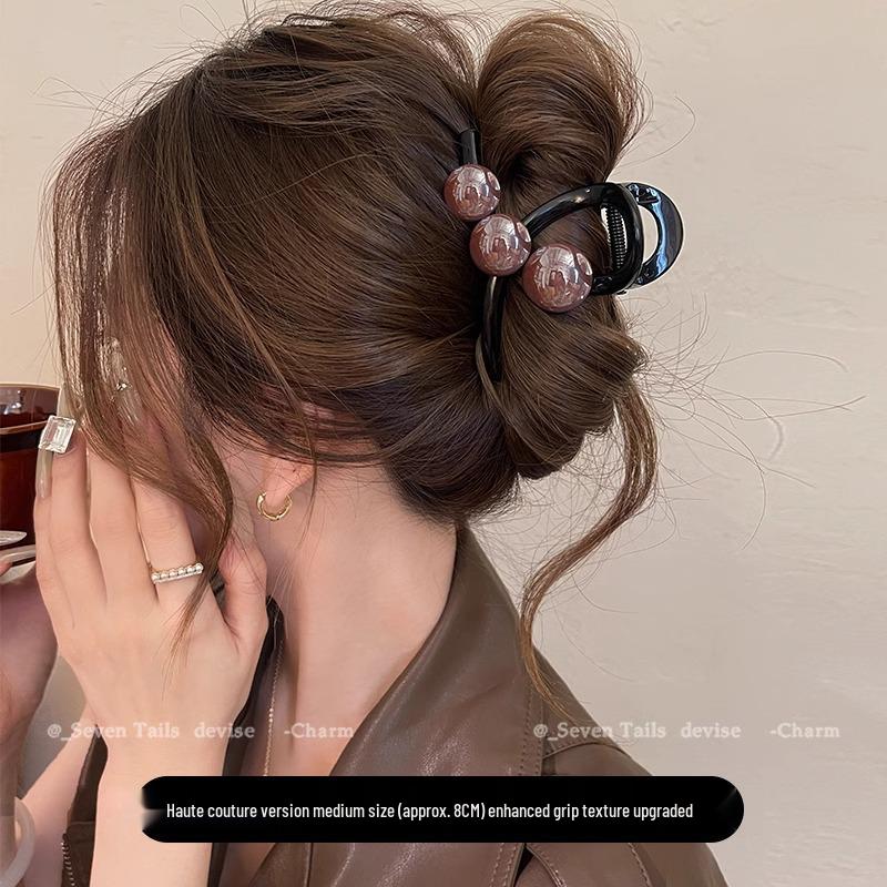 Стильная заколка-краб с жемчугом: Средняя высокая прическа заколка-акула для женщин - Новый 2025 элегантный аксессуар для волос