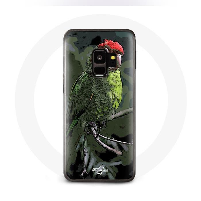 Coque pour samsung galaxy S9 plus Pionus Perroquet Rouge Vert