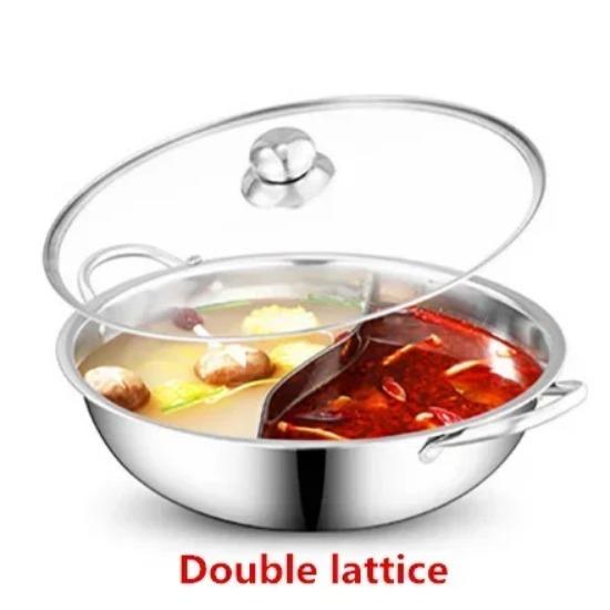 28-30 см нержавеющая сталь 1,5 мм 2 решетки толстая двойная уха супница горячая кастрюля двойная разделенная посуда тарелка индукционная плита