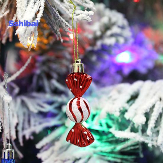 6 шт./кор. рождественские подвесные конфеты-орнаменты со шнурком, небьющиеся многоразовые гальваники, рождественская елка, маленький сладкий кулон