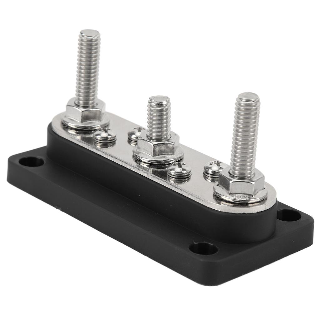 Power Distribution Block with Cover M8 Terminal Stud M4 Terminal Screw 12‑48V 150A for Cars Trucks RVs Boats Black