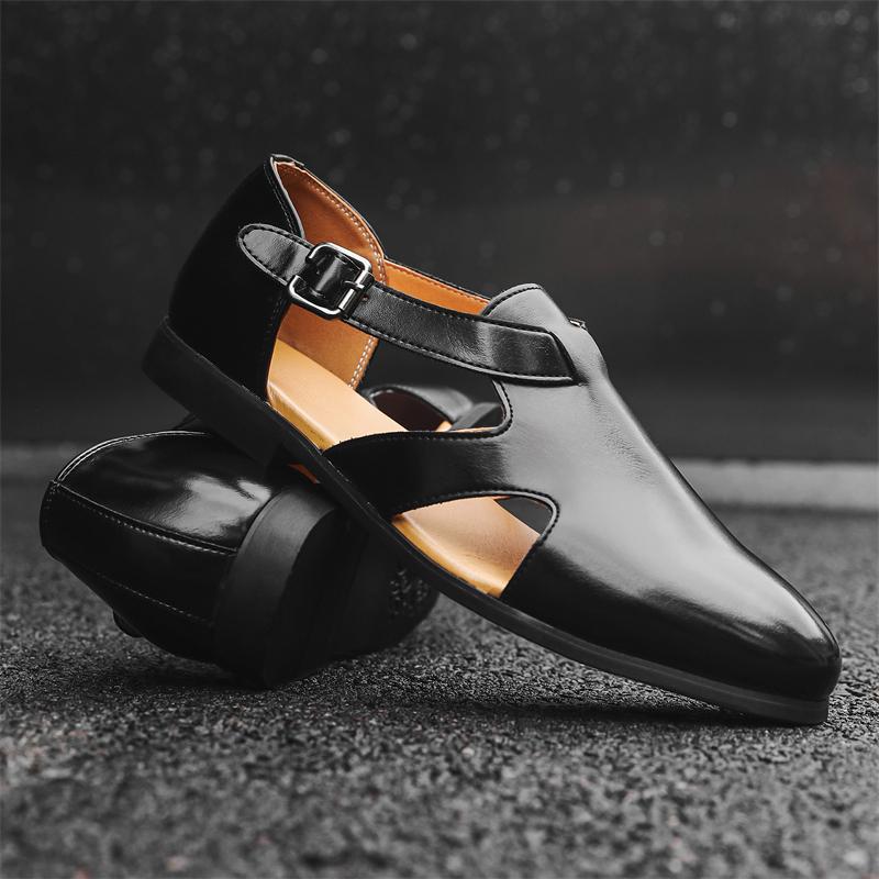 Модные роскошные брендовые мужские высококачественные сандалии для отдыха на открытом воздухе, удобные деловые кожаные повседневные туфли, ажурные дышащие сандалии для платья, мокасины