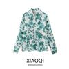 Fashion Style 2024 Summer Women's Clothing Dignified Sense of Design Linen Blended Flower Print Shirt 8319446