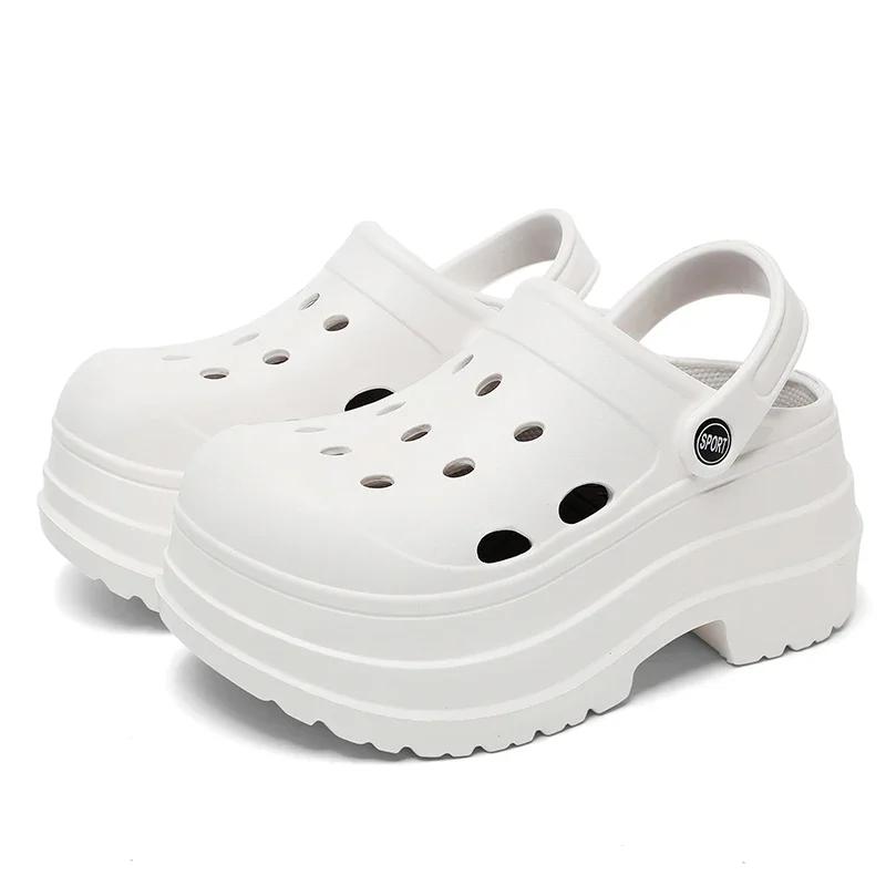 Fashion Women's Fashion Chunky Platform Clogs Summer Outdoor Hollow Out Garden Shoes Woman Thick Bottom Non Slip Beach Sandalias Mujer