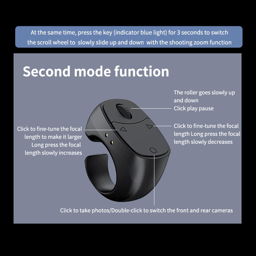 Интеллектуальное кольцо-ролик для пальца, беспроводное Bluetooth-управление, кнопка для селфи, перелистыватель страниц для видео, скроллер для iPhone Android