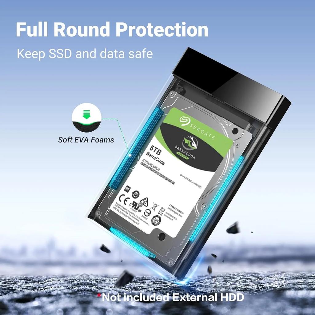 Корпус для 2,5-дюймового жесткого диска USB 3.0 к SATA III Адаптер Поддерживает 2,5-дюймовые SSD и HDD 9,5 мм 7 мм Внешний корпус для жесткого диска