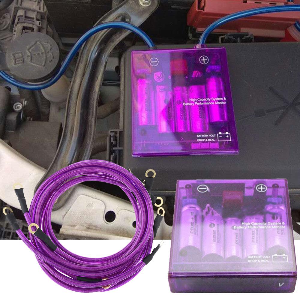 Auto Voltage Stabilizer Universal Car Fuel Saver Voltage Stabilizer Regulator Ground Wires 10mm 8 Point Octagon 6 In 1 Battery