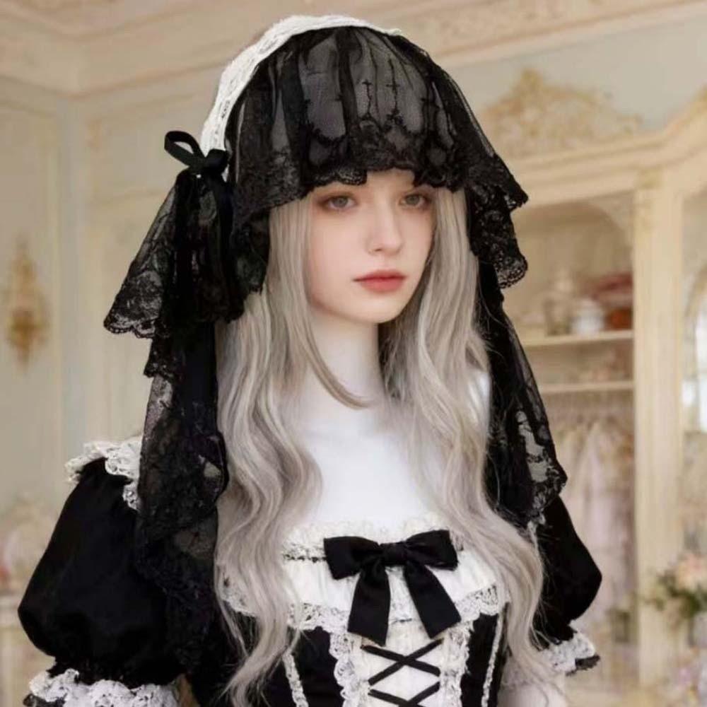 Black / White Lace Bow Hair Band Gothic Style Lolita Girls Headband Lolita Headwear Party