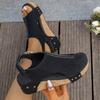 2025 Roman Sandals Women's Sequins Flat Bottom Wedge Heel Platform Sandals Large Size Women's Shoes Fish Mouth Women's Sandals