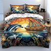 Colorful Ocean Dolphins Artwork Decor Bedding Set with 1 Duvet Cover 2 Pillowcases Single Double King Queen, Gift