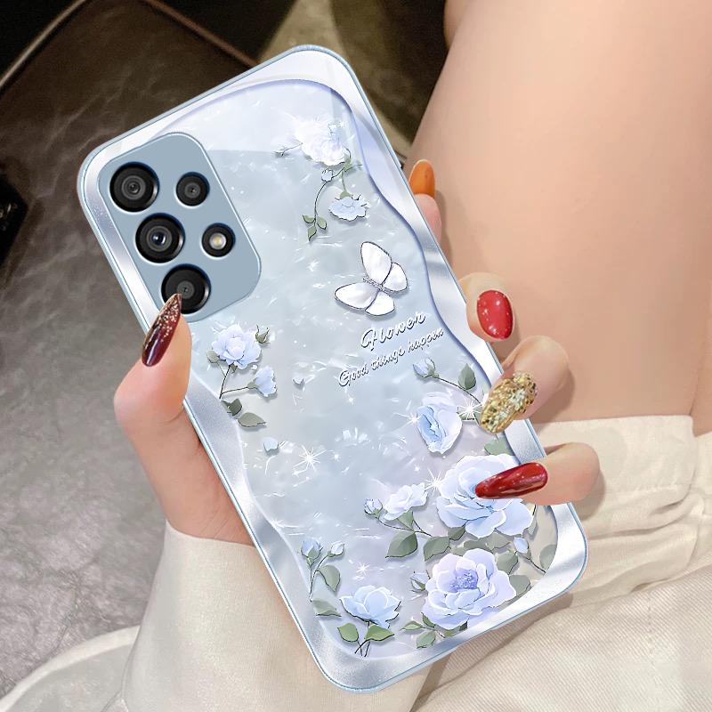 Чехол-бабочка с пыльцой для Samsung Galaxy S10 4G S20 11E 30 S21 21Fe 22 S24 Pro S23 Ultra 5G S8 S9 Закаленное стекло чехол для телефона