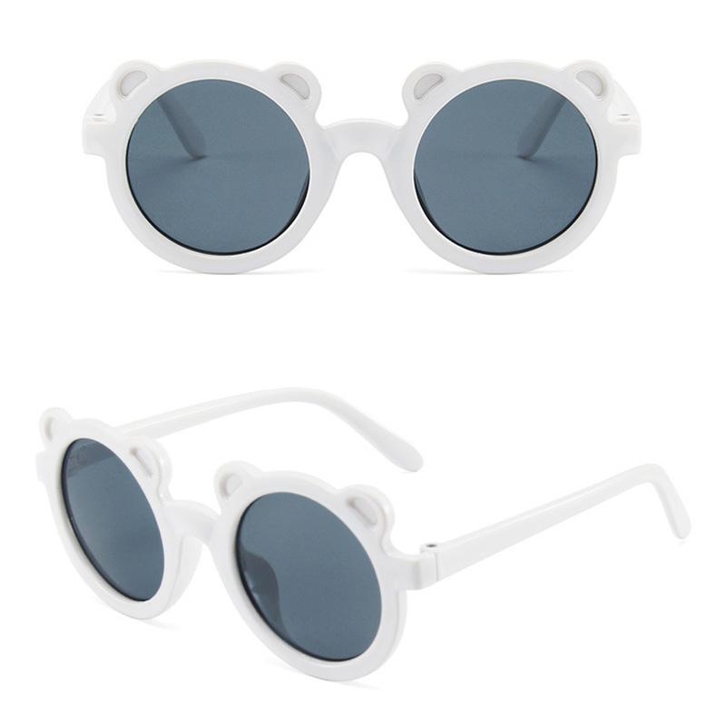 Винтажные детские очки для девочек, защитные очки для мальчиков, солнцезащитные очки в форме медведя с рисунком UV400, милые классические детские круглые очки