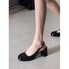 Fashion Women's Chunky Heel Sandals Shoes Summer Fashion New Square Toe Women's Shoes Dress Office Ladies Heeled Shoes