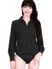 Allegra K Боди с воротником и длинным рукавом для бизнеса и офиса Размер XL Женская рубашка, Использование, Черный,