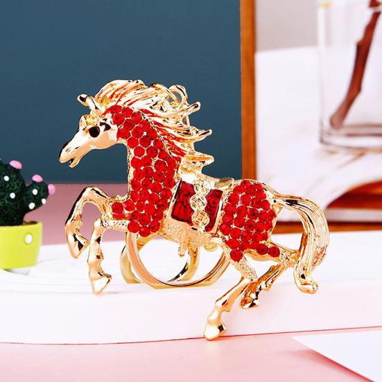 Keychain 2026 Year of Horse Key Chain Shiny Rhinestone Horse Animal Design Keychain Bag Charm Accessory