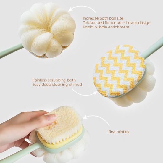 Щетка для ванны Эргономичный дизайн Длинная ручка Щетка для спины Двойная головка Мягкий пилинг Душевая щетка для тела