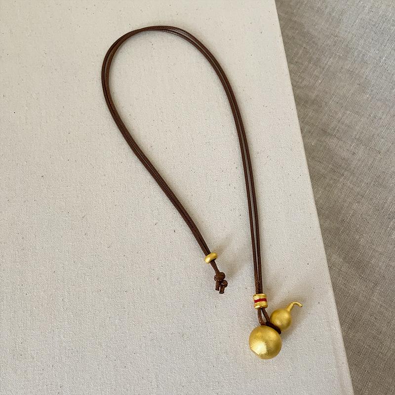 Новое китайское стильное старинное французское тыквенное металлическое ожерелье, женское легкое, роскошное, модное, темпераментное, универсальное, цепочка на шею, цепочка на свитер