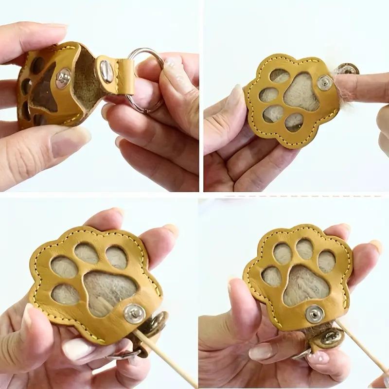 Pet Hair Keepsake Keychain with Paw Print Pendant for Dog and Cat Hair