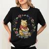 Cute Floral Sketch Winnie The Pooh T Shirt Unisex 7