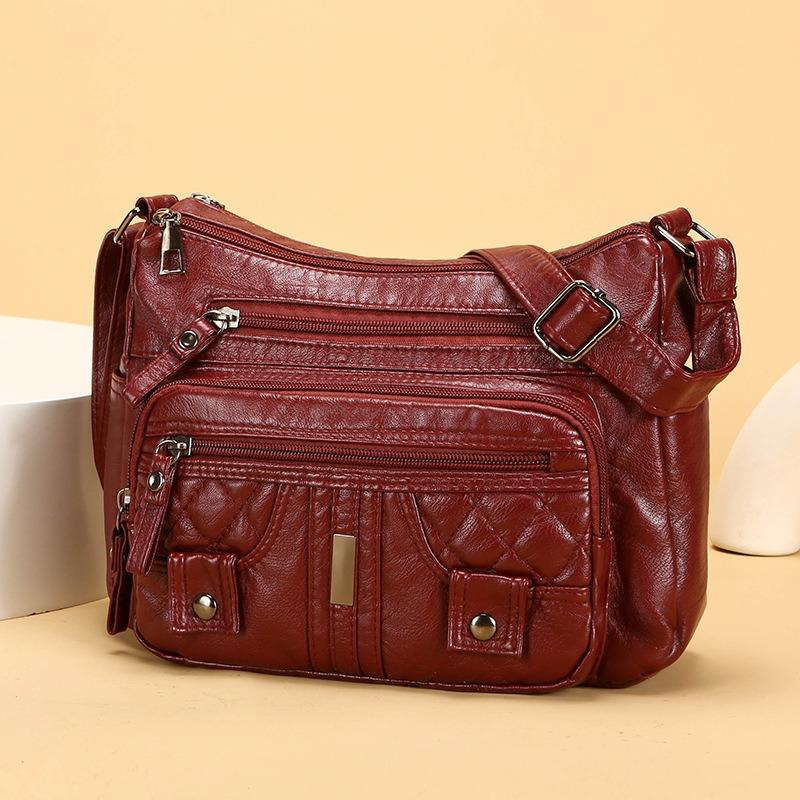 Новая выстиранная модная универсальная наплечная сумка-мессенджер большой вместимости, из мягкой кожи высокого качества, среднего размера, сумка для мамы