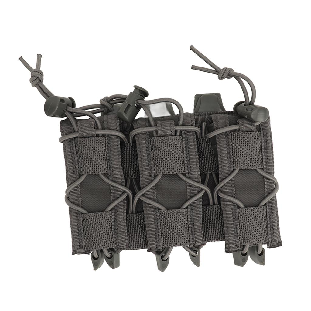 Outdoor Triple Molle Mag Pouch 9mm Open Top Triple Magazine Pouch Holder Short Style Brown