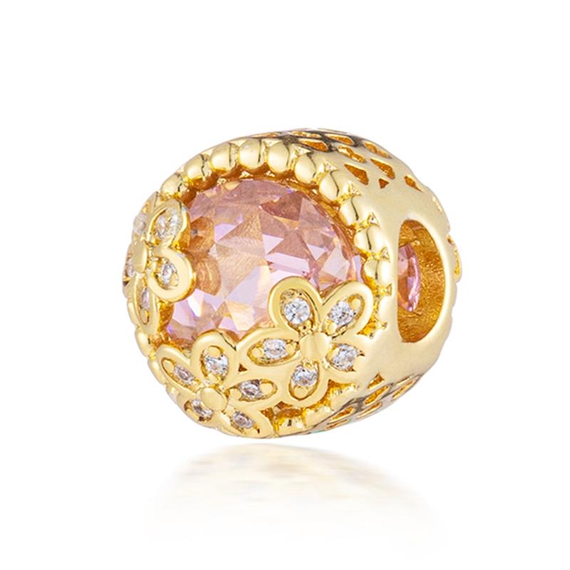 НОВЫЕ блестящие круглые бусины-шармы с позолотой, подходят для оригинального серебряного браслета, DIY украшения, подарок, бант, двойное сердце, подвеска