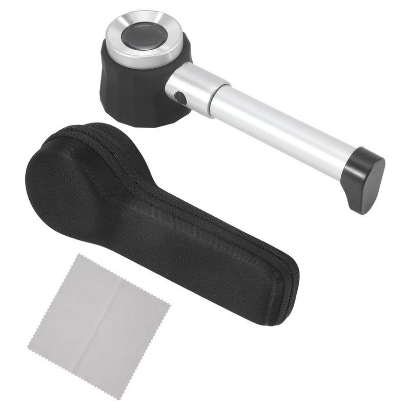 (ABLP) Handheld 45X Folding Linen Tester Metal Magnifiers Cloth Thread Counter Magnifier Magnifying Glass with Light Calibration
