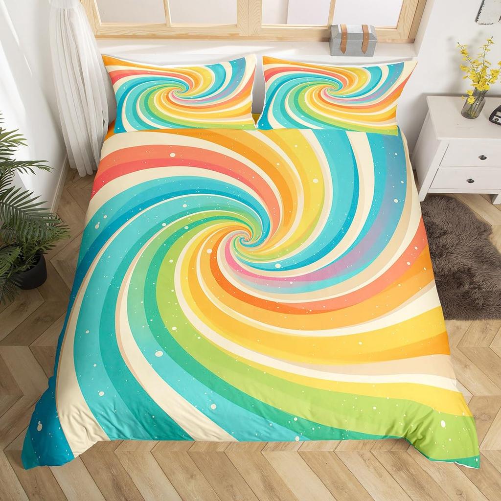 Радужный леденец Пододеяльник для детей мальчиков девочек Квин Легкие пододеяльники Сладкий тематический постельный набор Декор комнаты Без одеяла