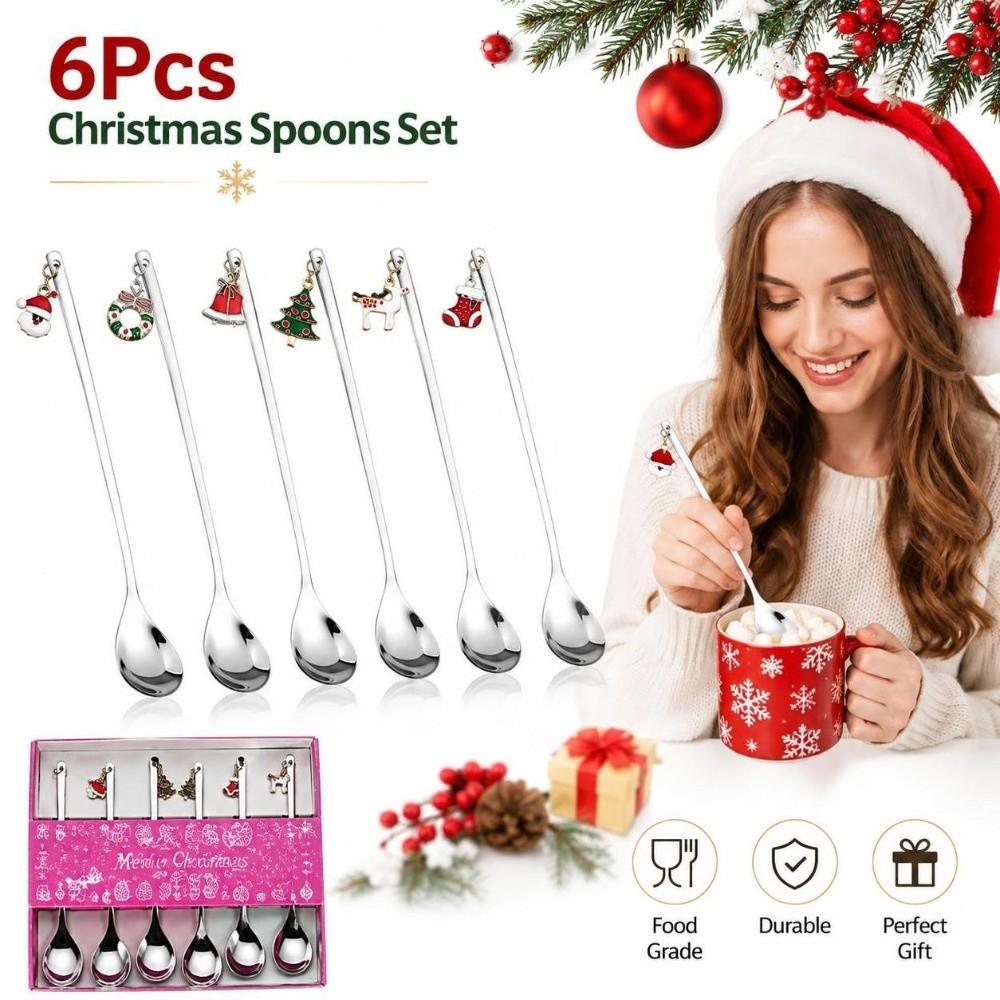 Snowman Coffee Spoon Set Stainless Steel Dessert Spoons New Christmas Teaspoons Holiday Decoration