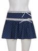 Retro Polka Dot Bow Lace Trim A-line Skirt - Summer Slimming Style